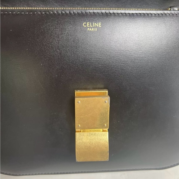 CELINE Shoulder Bag Crossbody Convertible Black Leather - Picture 8 of 16